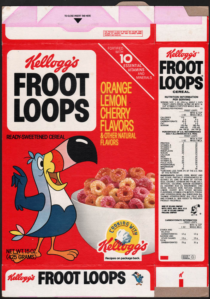 1982 - Kellogg_s Froot Loops cereal box - Toucan Sam night light.