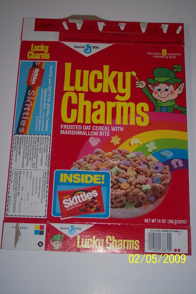 lucky charms cereal box retro